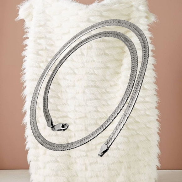 Italy Sterling Silver with Etched Wavy Design Chain Necklace 24" - Picture 6 of 7